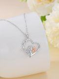 wholesale 925 Sterling Silver Mother and Child Heart Pendant Necklace-0-4
