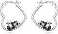 wholesale TOUPOP Sterling Silver Animal Heart Hoop Earrings Panda/bunny/fox/black Cat/corgi Earrings For Women Cute Christmas Birthday Jewelry Gifts -0-0