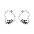 TOUPOP Sterling Silver Animal Heart Hoop Earrings Panda Bunny Fox Black Cat Corgi-0-0