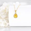 wholesale 14K Gold Amber Necklace For Women 14k Gold Teardrop Necklace Gold Jewelry Gift For Women (amber)-0-4