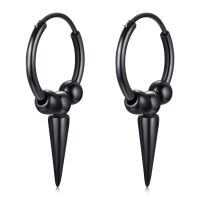 wholesale 925 Sterling Silver Hoop Earrings Wholesale With Spikes-E-Black-1