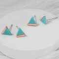 wholesale 925 Sterling Silver Rose Gold Plated Turquoise Triangle Cz Stud Earrings-0-3