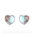 wholesale 925 Sterling Silver Heart-Shaped Horse Head Stud Earrings with Blue Enamel and Rose Gold Accents-0-0