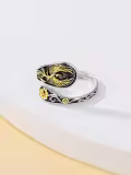 TOUPOP Sterling Silver 14k Gold Plated Spoon Ring Thumb Ring Jewelry Gifts-0-3
