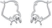 wholesale 925 Sterling Silver Hypoallergenic Dog Huggable Animal Ear Cuff Hoops for Women Girls Minimalist  36mm Diameter-Rabbit