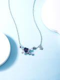 wholesale 925 Sterling Silver Heart-Shaped Sapphire & Cubic Zirconia Zodiac Pendant Necklace for Women and Moms-0-2