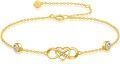 wholesale 925 Sterling Silver Plated Gold 14k Yellow Gold Cubic Zirconia Infinity Heart Charm Bracelet for Women Valentines Day s-0-0