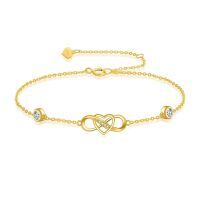 wholesale 925 Sterling Silver Plated Gold 14k Yellow Gold Cubic Zirconia Infinity Heart Charm Bracelet for Women Valentines Day s-Infinity Heart Moissanite Bracelet
