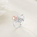 wholesale 925 Sterling Silver Unicorn Heart Flower Crown Open Ring Fashion Jewelry for Girls and Women-0-3