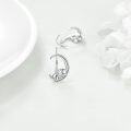 wholesale 925 Sterling Silver Elephant on Crescent Moon Leverback Dangle Drop Hoop Earrings for Women-0-4