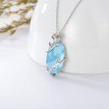 wholesale Larimar Necklace Sterling Silver Rose Flower Pendant Necklace Rose Love Jewelry Anniversary Christmas Gifts For Women Wife Girlfriend Her Girlfriend Wife -0-4