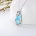 TOUPOP Sterling Silver Larimar Rose Flower Pendant Necklace-0-4