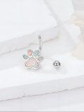 wholesale 925 Sterling Silver White Opal Paw Print Belly Button Ring for Women-0-1