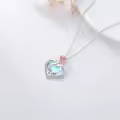 TOUPOP Sterling Silver Moonstone Rose Flower Love Heart Necklace For Mom/Grandma-0-4