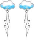 wholesale 925 Sterling Silver Lightning Bolt Cloud Stud Earrings for Women Girls Teens-0-0