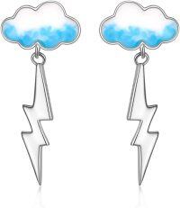 wholesale 925 Sterling Silver Lightning Bolt Cloud Stud Earrings for Women Girls Teens-Lightning Clouds