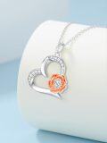 wholesale 925 Sterling Silver 925 Rose Gold Plated Cubic Zirconia Flower Pendant Necklace-0-3