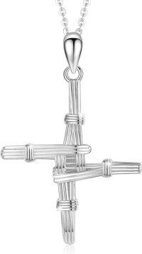 wholesale 925 Sterling Silver Cross Catholic Patron Saint Medal Necklace Pendant Amulet-22a-St Brigid-Cross-22a-St Brigid-Cross