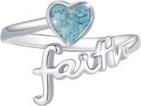wholesale 925 Sterling Silver Faith Cross Adjustable Open Religious Ring-Heart Faith