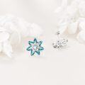 wholesale 925 Sterling Silver Blue Flower Rainbow Moonstone Studs - Small Round Gemstones s for Her-0-3