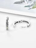 wholesale 925 Sterling Silver Norse Viking Celtic Knot Huggie Hoop Earrings with Yellow CZ Stones 8mm Diameter-0-1