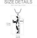 wholesale 925 Sterling Silver Cross Pendant with Engraved Bible Verse I Can Do All Things on Black and White Patterned Background - 3D Design Chain Necklace for Men Women  -0-5