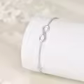 wholesale 925 Sterling Silver Heart & Infinity Charm Bracelet - Adjustable Gift for Her-0-3
