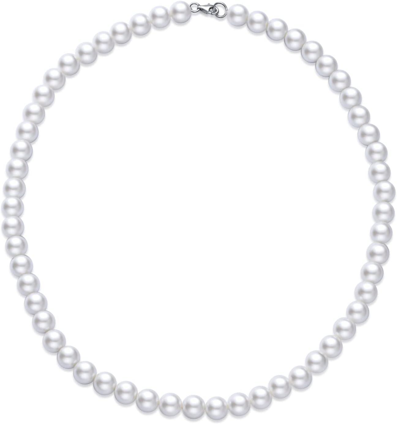  Metal Imitation Pearl Necklace 8mm White Round Pearl Choker 16 18 22in Wedding Jewelry -0-0