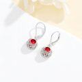 wholesale 18K White Gold Plated 925 Sterling Silver Red Gemstone Crystal Filigree Dangle Earrings with Leverback Clasp-0-1