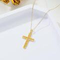 wholesale 14K Gold Floral Cross Pendant Necklace with Chain for Women - 28 Length-0-3