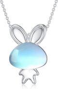 wholesale 925 Sterling Silver Blue Opalite Bunny Rabbit Pendant Necklace-0-0