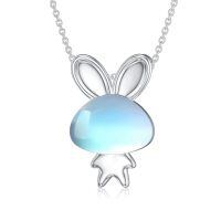 wholesale 925 Sterling Silver Bunny Pendant Necklace With Moonstone-Rabbit