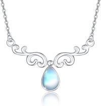 wholesale 925 Sterling Silver Teardrop Moonstone & Turquoise Celtic Knot Pendant Necklace-Vine Moonstone Necklace