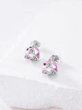 wholesale 925 Sterling Silver Celtic Knot Stud Earrings with Pink Birthstone for Women-0-4