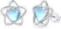 wholesale 925 Sterling Silver Heart-Shaped Moonstone Stud Earrings with Blue Glow - Unique s for Women and Girls-0-0