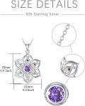 wholesale 925 Sterling Silver Purple Amethyst Flower Shape Pendant Necklace-0-5