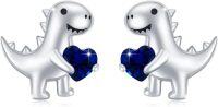 wholesale Sterling Silver Hypoallergenic Dinosaur Stud Earrings for Women-I-Sep-Blue Sapphire