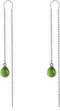 wholesale 925 Sterling Silver Green Stone Teardrop Chain Drop Earrings for Women-0-0