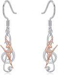 wholesale 925 Sterling Silver Musical Note Gymnast Dangle Earrings for Women and Teenage Girl Gift Ideas-0-0