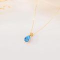 wholesale 14k Gold Teardrop Aquamarine Lab Diamond Pendant Necklace Wholesale With Heart Detail-0-6