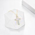 wholesale 14K Gold Opal Stone Delicate Heart Cross Pendant Necklace for Women-0-4