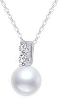 wholesale 10K Gold White Freshwater Cultured Pearl & Diamond Accent Pendant Necklace 17 Chain-0-0