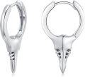 wholesale 925 Sterling Silver Skull Spike Huggie Hoop Earrings Punk Gothic Jewelry for Women and Men-0-0