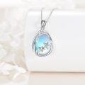 wholesale 925 Sterling Silver Teardrop Blue Opal Starfish Pendant Necklace-0-2