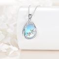 wholesale 925 Sterling Silver Teardrop Blue Opal Starfish Pendant Necklace-0-2