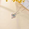 wholesale TOUPOP Blue Topaz Necklace Sterling Silver December Birthstone Necklace Birthday Christmas Anniversary Forever Love Heart Jewelry For Women Her Wife -0-3