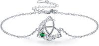 wholesale 925 Sterling Silver Birthstone Bracelet for Women Celtic Charm Jewelry Gift-05-May-Emerald