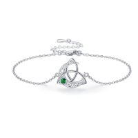 wholesale 925 Sterling Silver Birthstone Bracelet for Women Celtic Charm Jewelry Gift-05-May-Emerald
