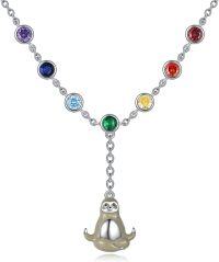 wholesale 925 Sterling Silver Sloth Charm Rainbow CZ Y-Necklace for Women Girls  43cm Chain Length-Y Shape Ⅱ-Sloth
