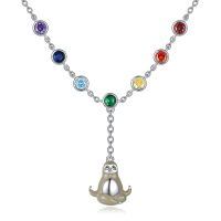 wholesale 925 Sterling Silver Sloth Charm Rainbow CZ Y-Necklace for Women Girls  43cm Chain Length-Y Shape Ⅱ-Sloth